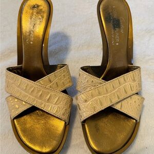 Donald J. Pliner Women's Gold and Cream Mules